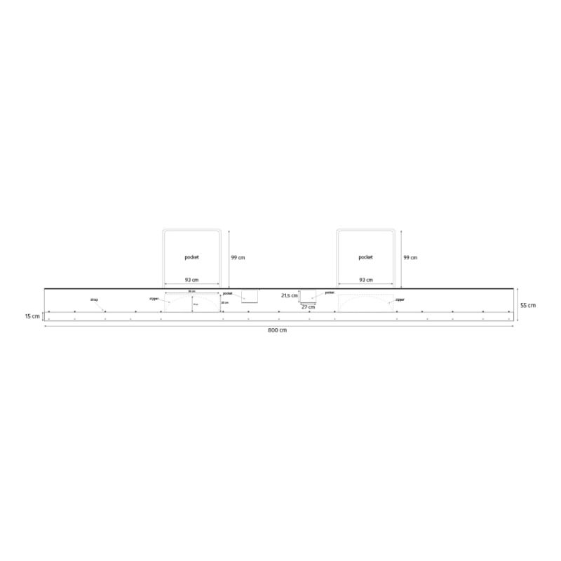 Windblende mit Staufächern - Bodenschürze für die Wohnwagen/Wohnmobil - 50 x 800 cm